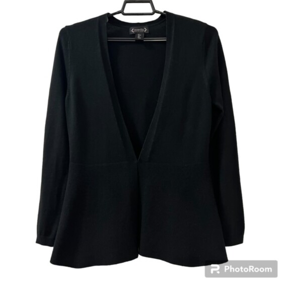 Nanette Lepore Womens Black Merino Wool Blend LS Business Casual Cardigan Size L - Picture 1 of 11